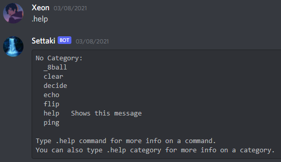 the help command of my discord bot